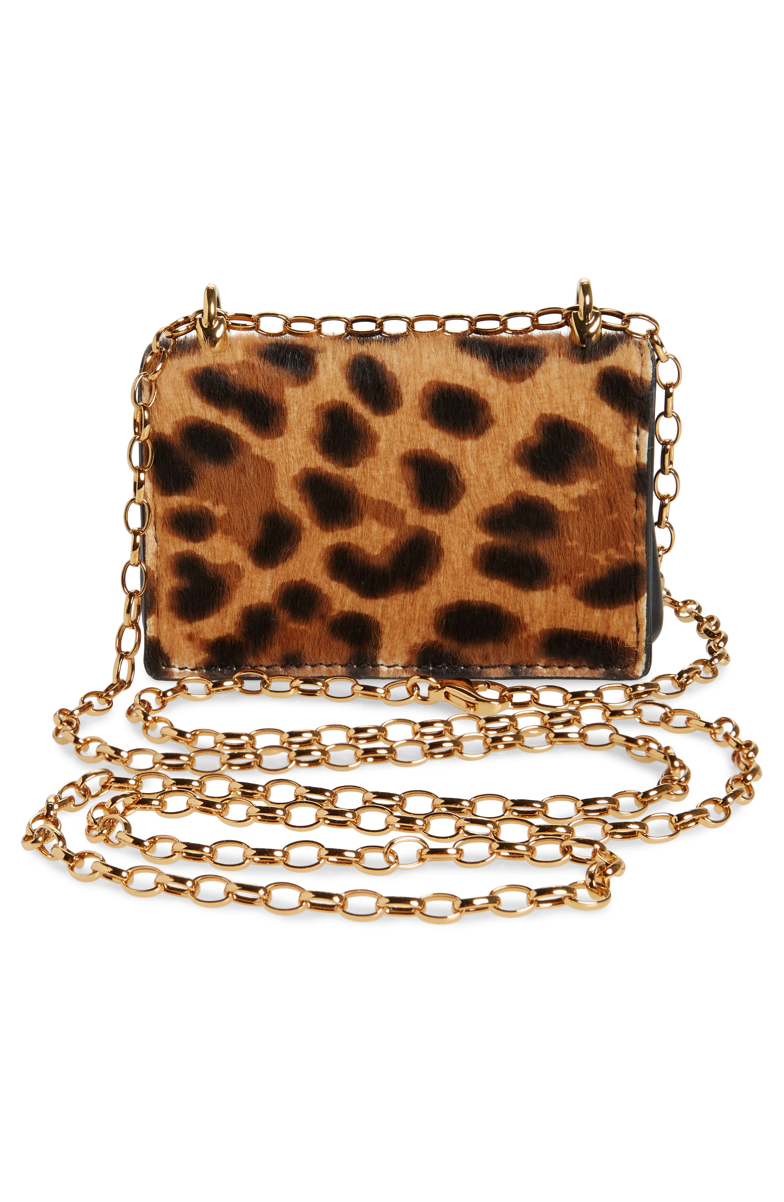 Dolce&Gabbana Micro Leopard Genuine Calf Hair & Leather Crossbody Pouch, Alternate, color, 