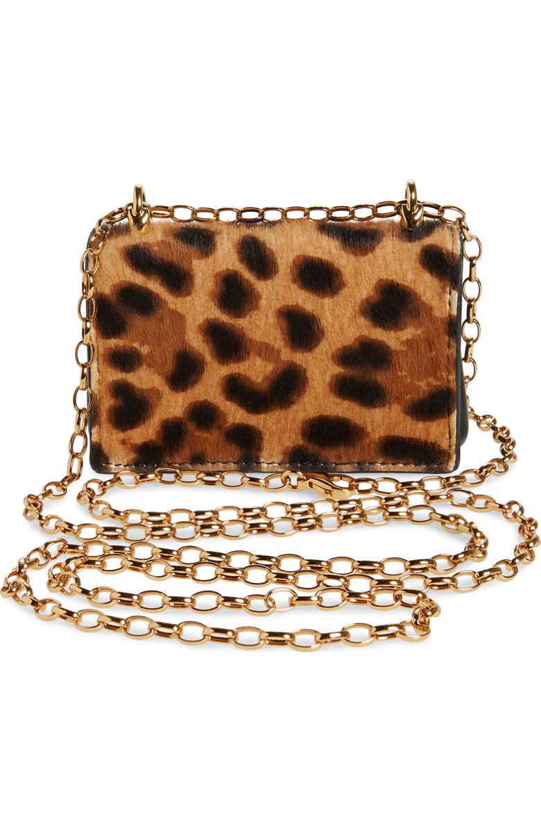 Dolce&Gabbana Micro Leopard Genuine Calf Hair & Leather Crossbody Pouch, Alternate, color,
