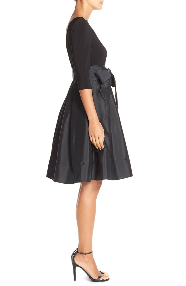 Adrianna Papell Bow Taffeta Fit & Flare Dress, Alternate, color, 