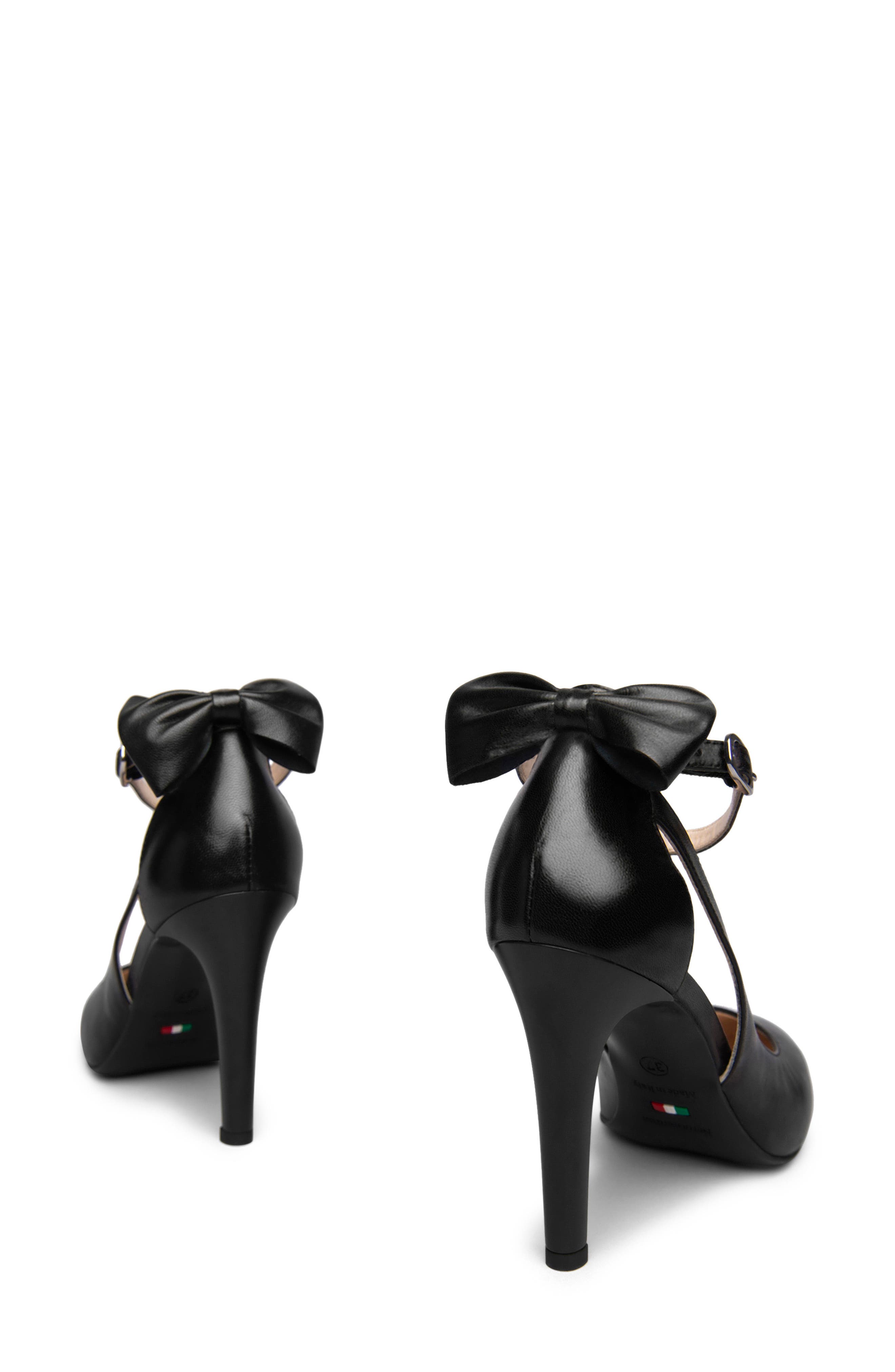 NeroGiardini Bow Ankle Strap Pump, Alternate, color, Black