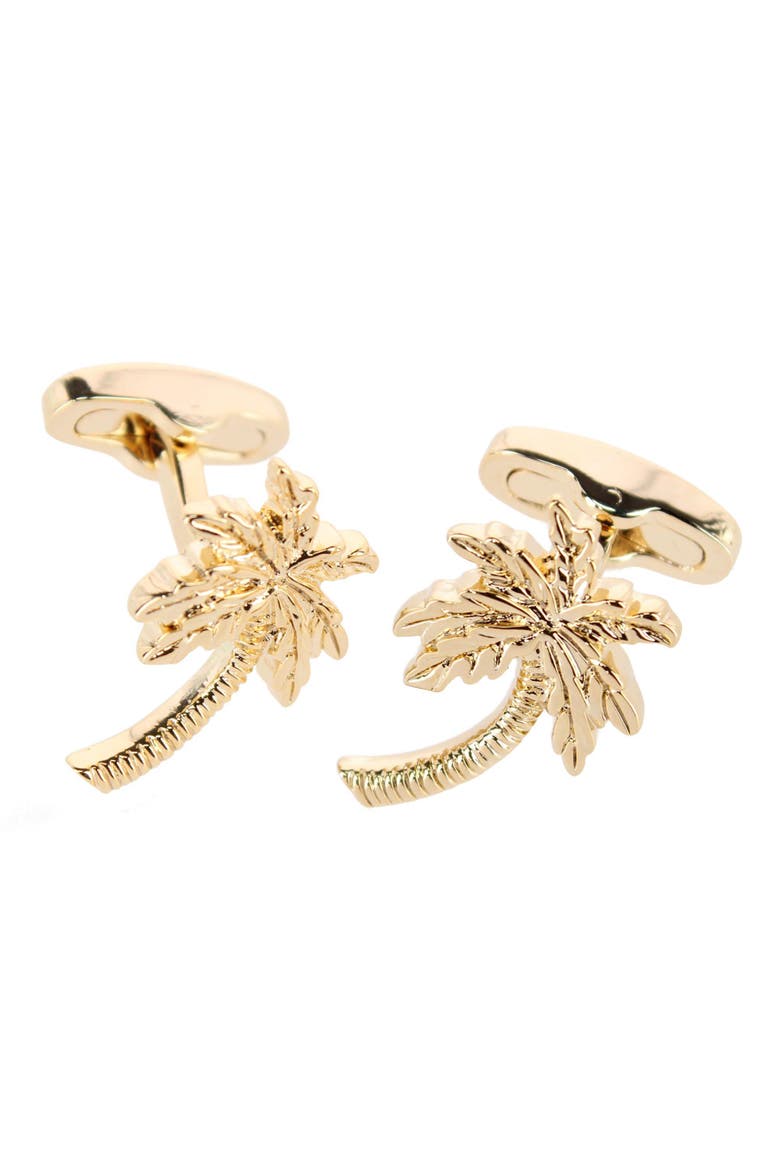 The Palm Court Palm Tree Cufflinks, Main, color, Gold
