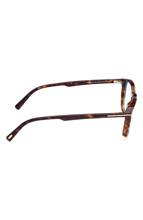 Tom Ford 52mm Square Optical Glasses In Havana Eco/t Logo