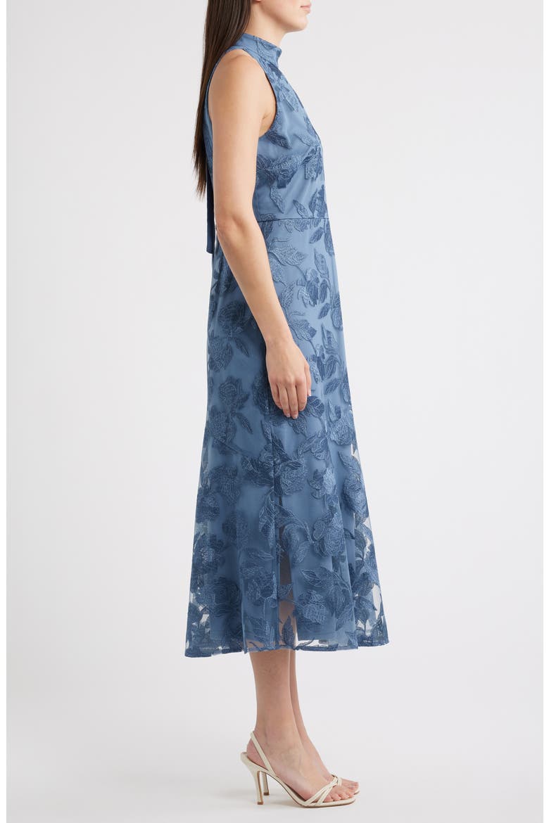 Leafy Embroidery Midi Cocktail Dress, Alternate, color, MINERAL BLUE