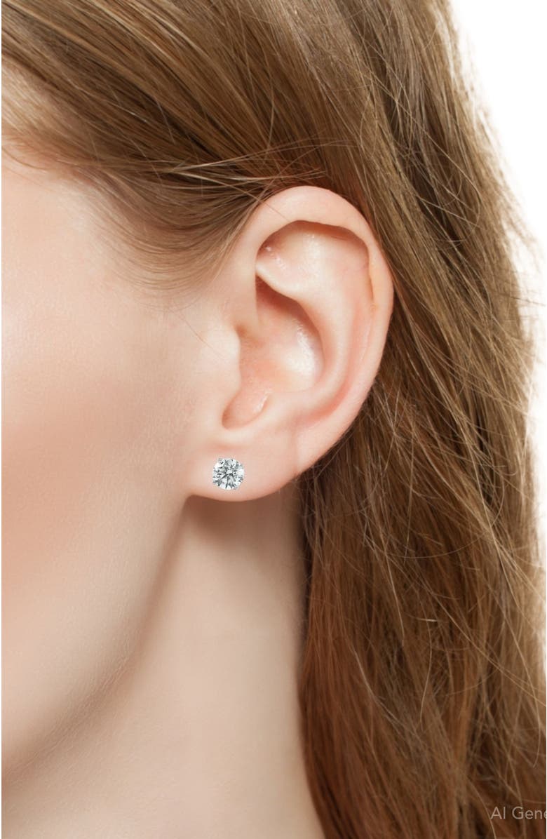 Bliss Diamond 2 Ct TW Round Lab Grown Diamond Studs 14K Gold With Screw Backs, Alternate, color, 14K White Gold