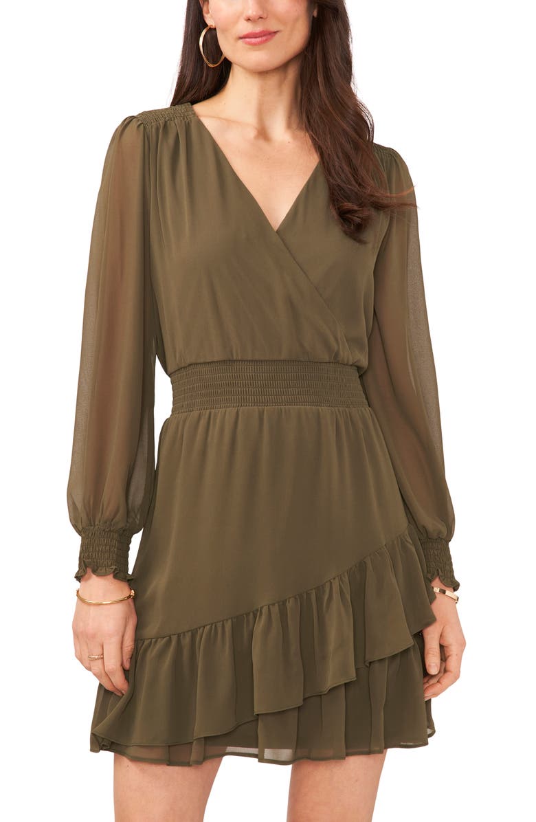 Vince Camuto Wrap Front Long Sleeve Dress, Alternate, color,