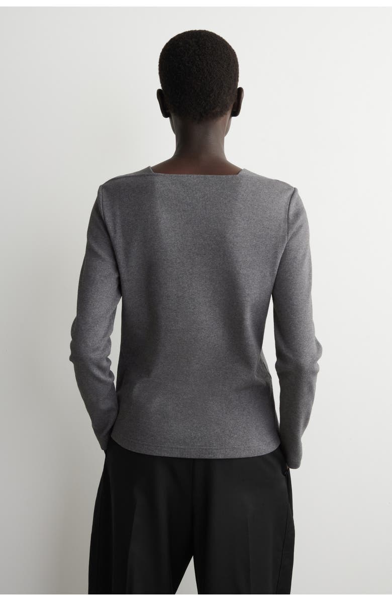 COS Cotton Jersey Long-Sleveled Top, Alternate, color, Dark Gray