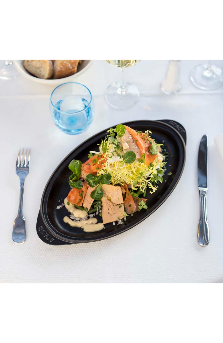 Staub Enameled Cast Iron Fish Pan with Lid, Alternate, color, Matte Black