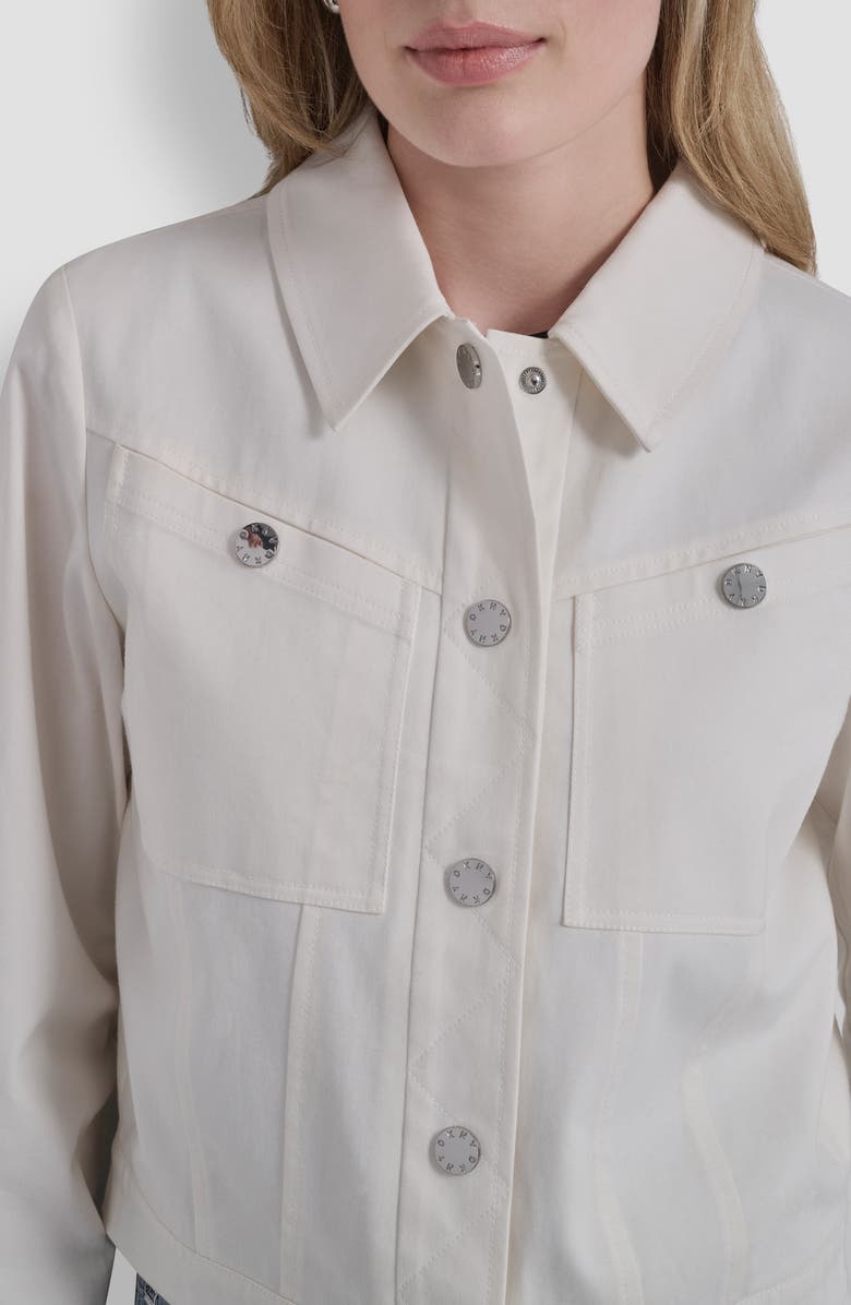 DKNY Twill Trucker Jacket, Alternate, color, Ivory