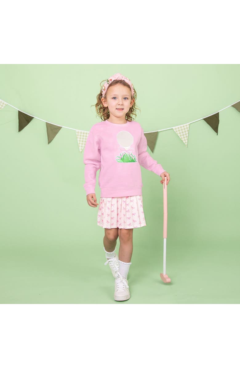 Sweet Wink Golf Tee Bow Patch Sweatshirt, Alternate, color, Pink