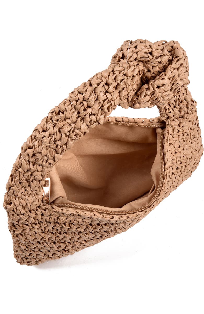 Adornia Raffia Knot Crescent Shoulder Bag, Alternate, color, Tan