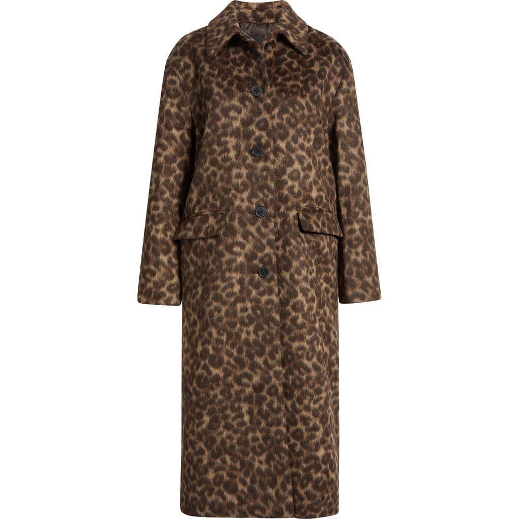 Madewell Single Breasted Leopard Print Trench Coat In Brown