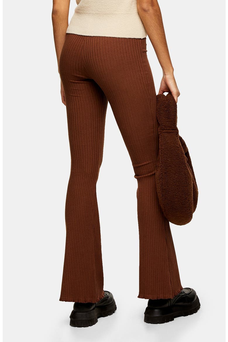 Ribbed Wide Leg Pants, Alternate, color, DARK BROWN