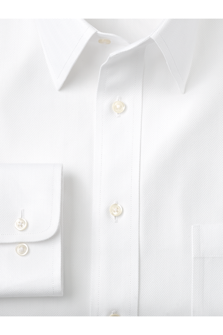 Slim Fit Non-iron Cotton Herringbone Point Collar Dress Shirt, Alternate, color, White