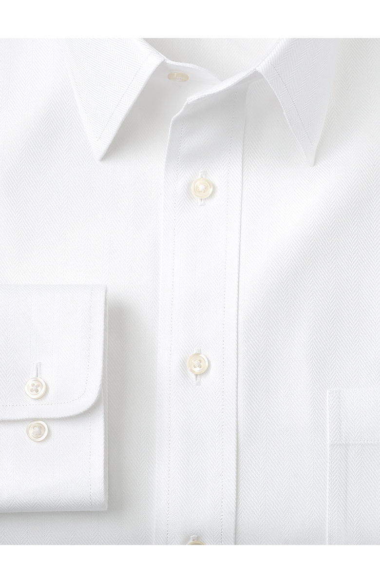 Paul Fredrick Slim Fit Non-iron Cotton Herringbone Point Collar Dress Shirt, Alternate, color, White