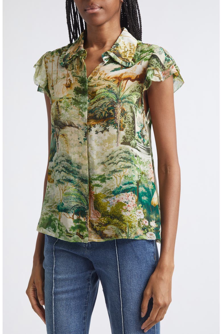 Martel Flutter Sleeve Shirt, Alternate, color, TERRAIN LG