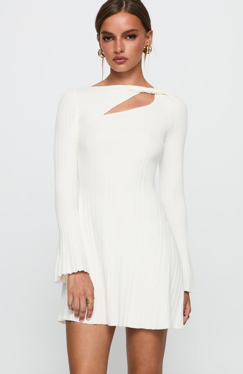 Princess Polly Terraces Long Sleeve Minidress, Alternate, color, White