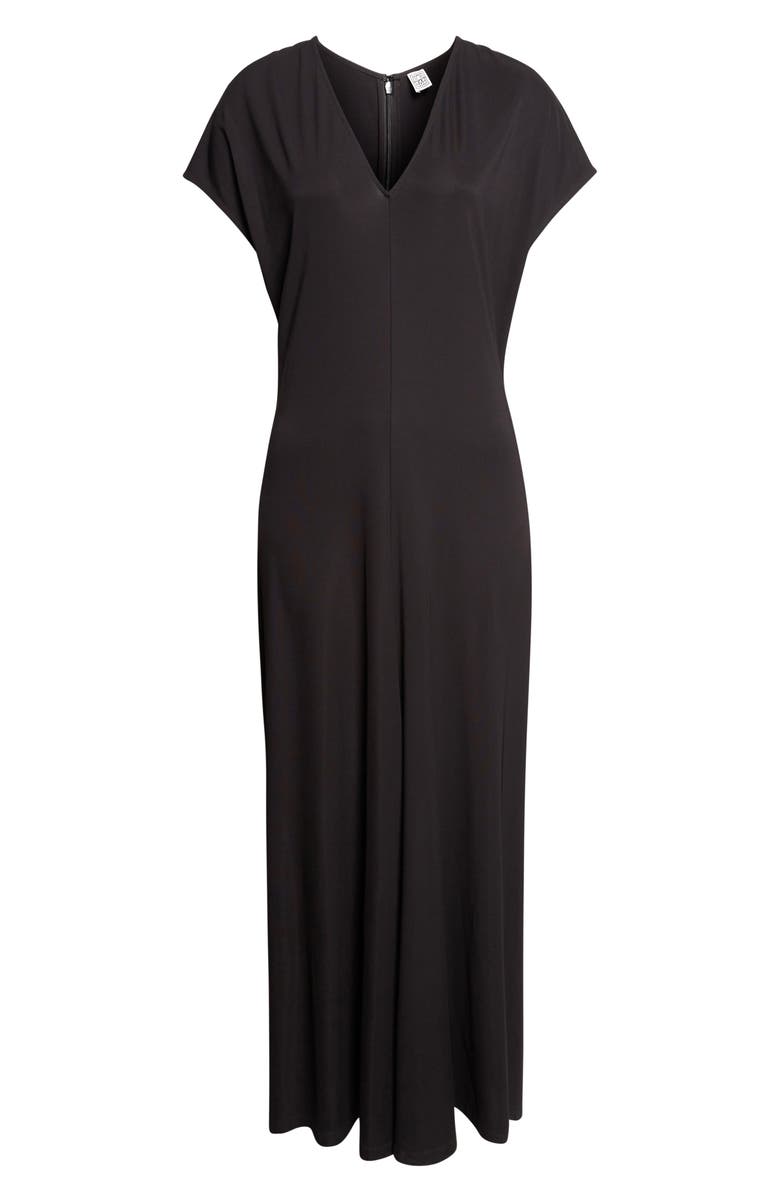 TOTEME V-Neck Jersey Maxi Dress, Alternate, color, Black