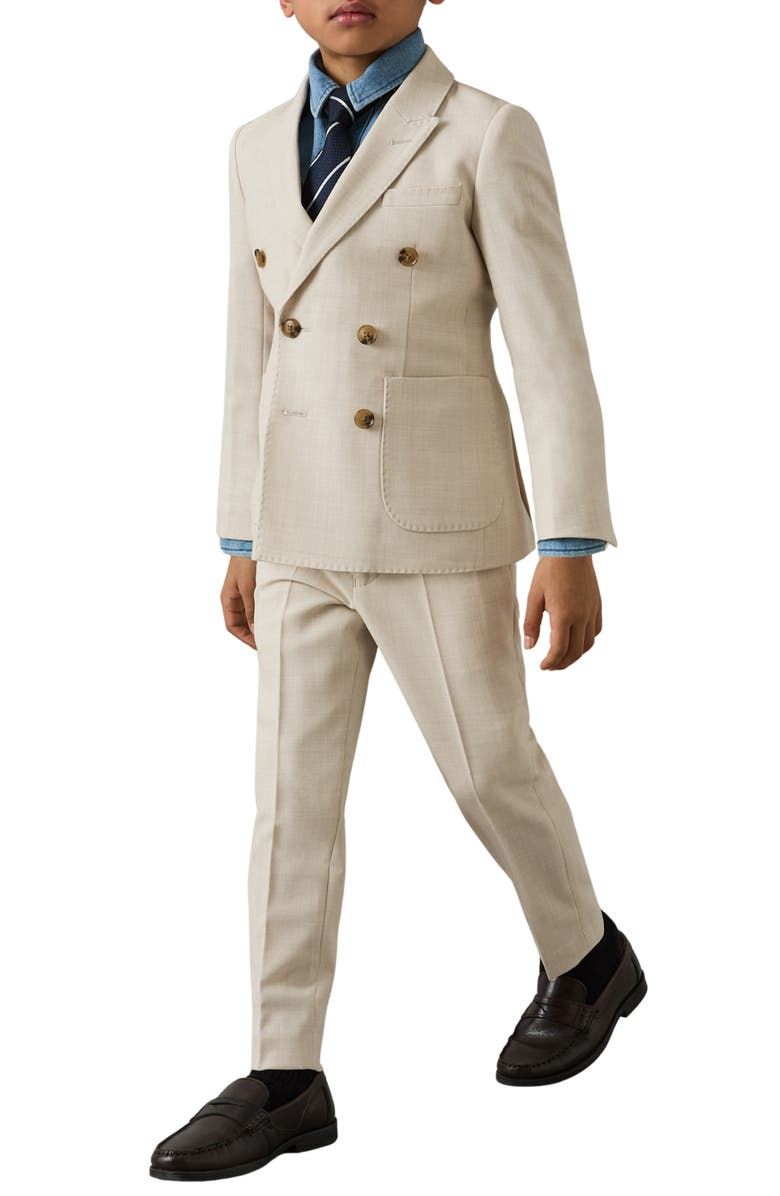 Reiss Kids' Belmont Flat Front Dress Pants, Alternate, color, Stone