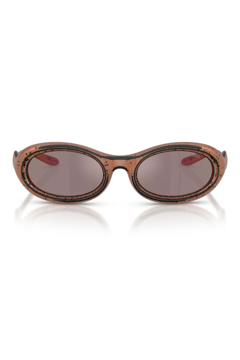 DL3011U 51mm Mirrored Oval Sunglasses, Main, color, BRONZE SPLATTER BLACK / ROSE