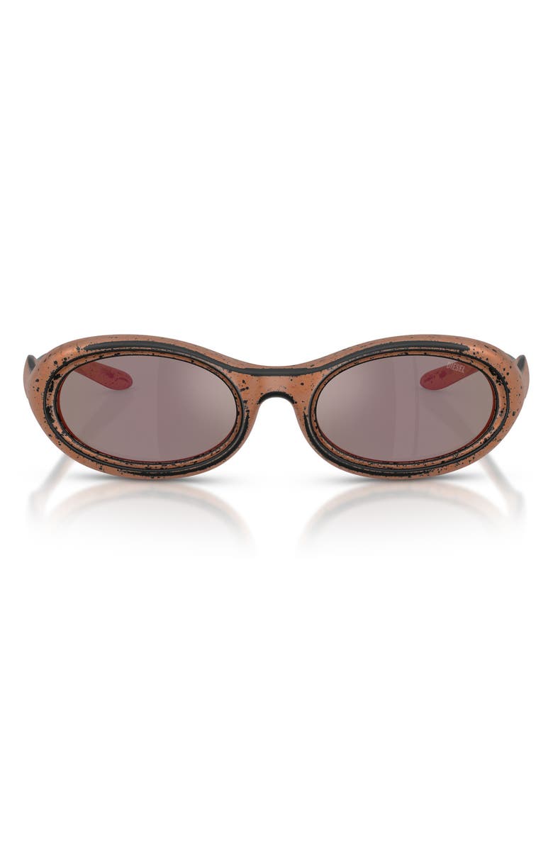 DIESEL<sup>®</sup> DL3011U 51mm Mirrored Oval Sunglasses, Main, color, Bronze Splatter Black / Rose