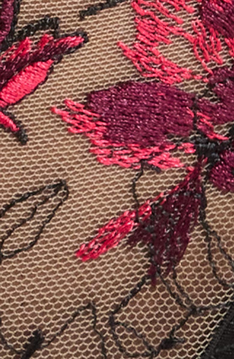 Bluebella Calista Embroidered Mesh Briefs, Alternate, color, Black/ Cherry/ Virt Pink/Sheer