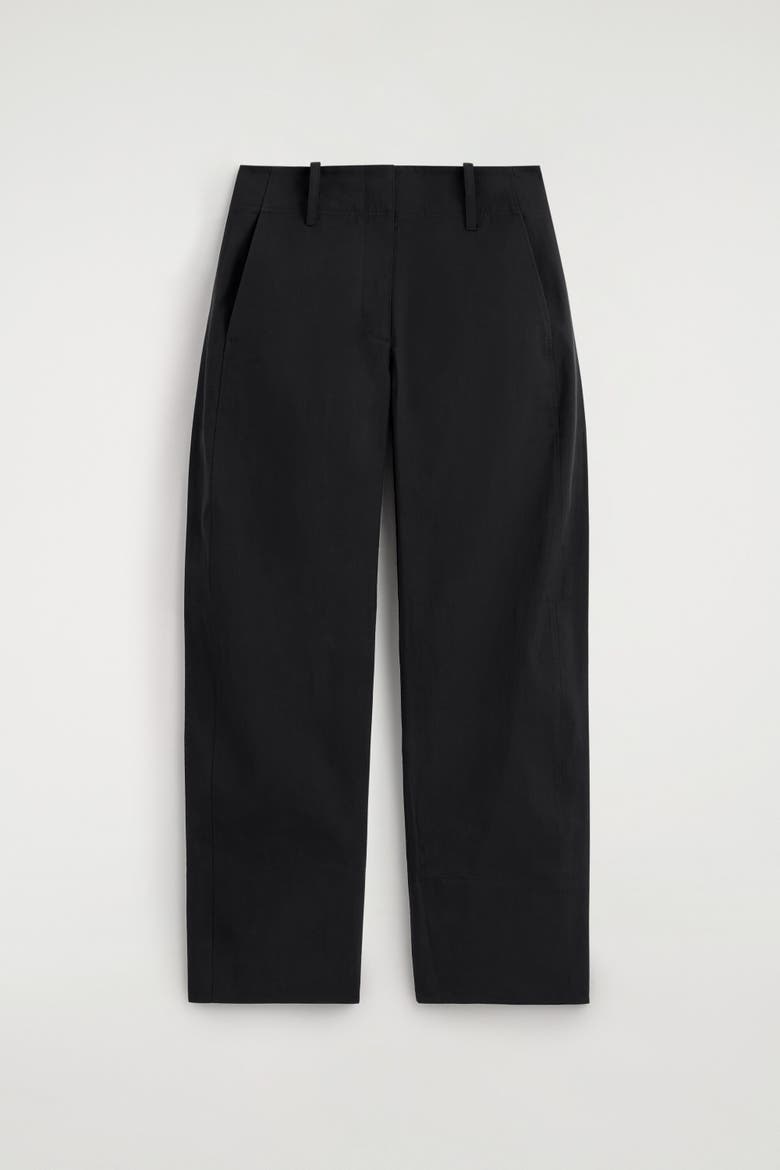 Barrel-Leg Pima Cotton Pants, Alternate, color, BLACK