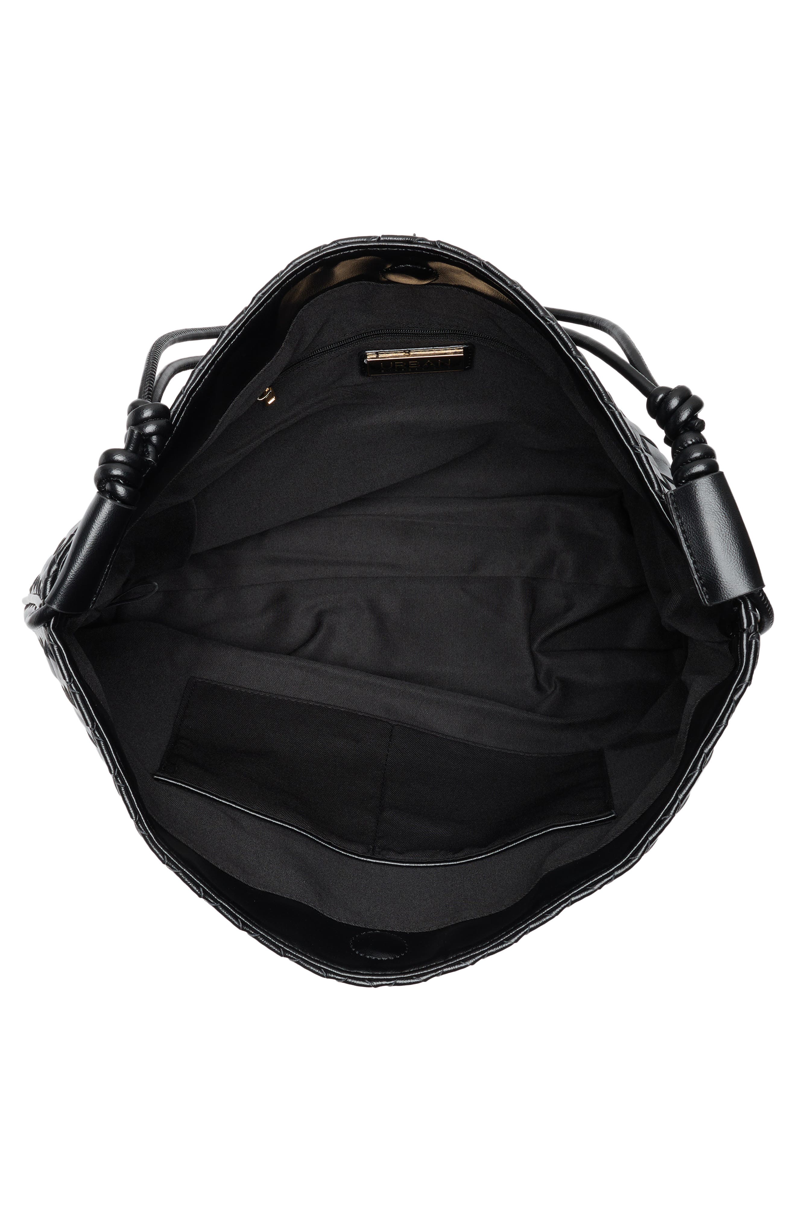 Woven Faux Leather Hobo, Alternate, color, BLACK