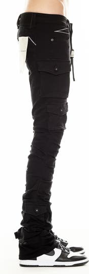【Anyone more】Worry Cargo Black Denim Bootcut Pants Cargo Mini Bootcut Jeans | GUESS