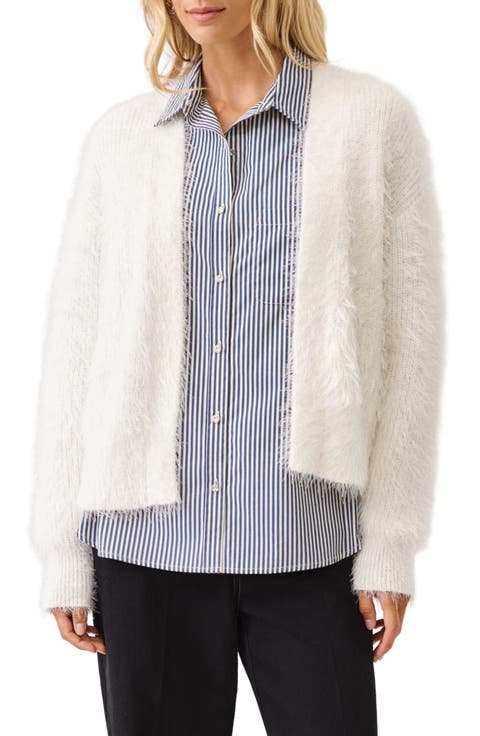 Open Front Fuzzy Knit Cardigan