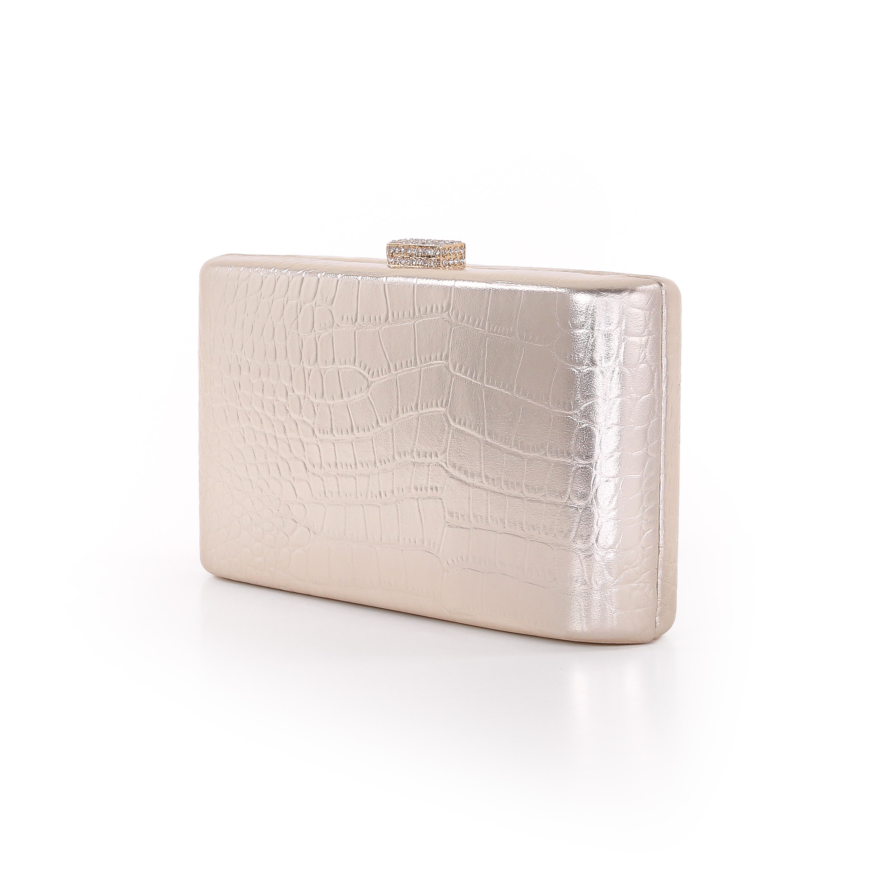 Lula Croc Embossed Leather Minaudiere, Alternate, color, Gold