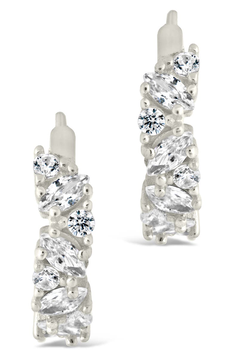 Sterling Forever Georgia Cubic Zirconia Huggie Hoop Earrings, Alternate, color, Silver