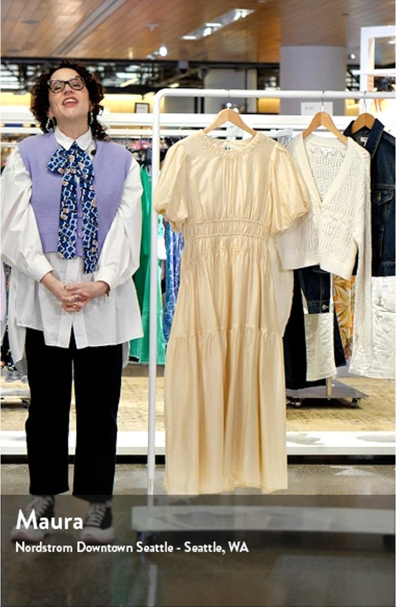 Puff Sleeve Shirred A-Line Dress, sales video thumbnail