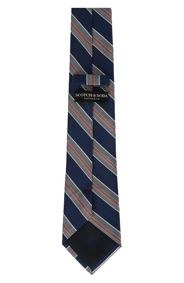Scotch & Soda Wide Stripe Tie, Alternate, color, Navy Orange