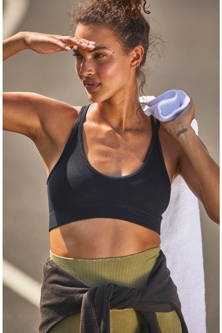 FP Movement Free Throw Strappy Sports Bra, Alternate, color, BLACK