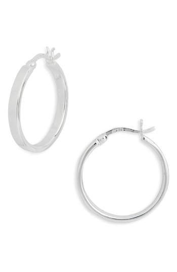 Argento Vivo Sterling Silver Round Medium Hoop Earrings In Silver