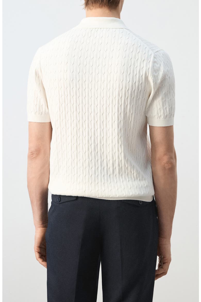 Cable Stitch Polo Sweater, Alternate, color, OFF WHITE