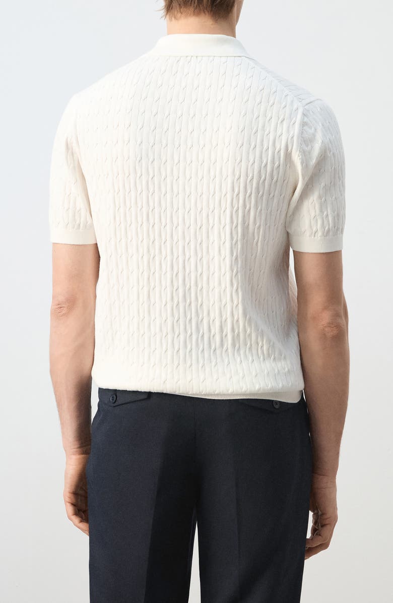 MANGO Cable Stitch Polo Sweater, Alternate, color, Off White