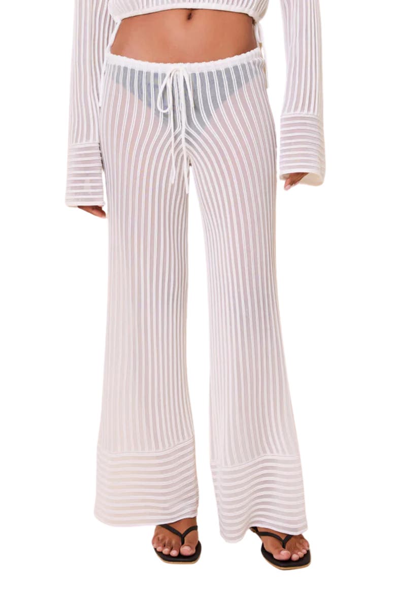 The Athena Sheer Stripe Wide Leg Cover-Up Pants, Main, color, OPTIC WHITE