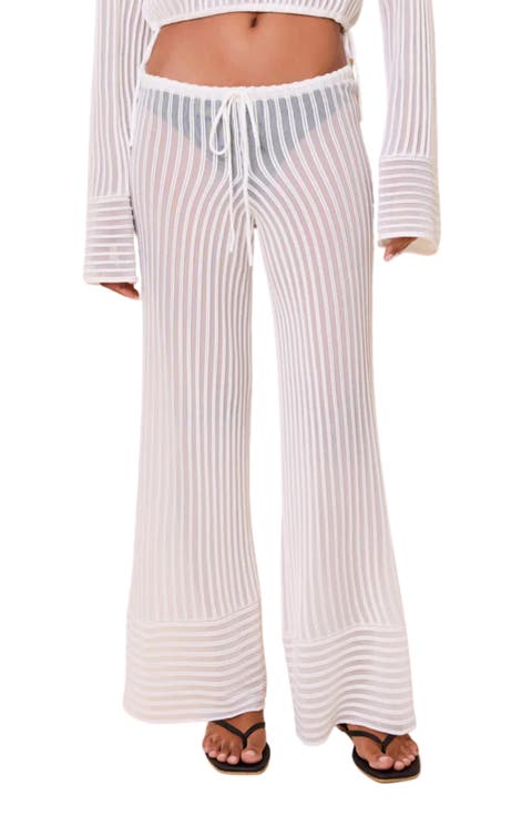 The Athena Sheer Stripe Wide Leg Cover-Up Pants