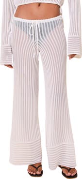 Solid & Striped The Athena Sheer Stripe Wide Leg Cover-Up Pants