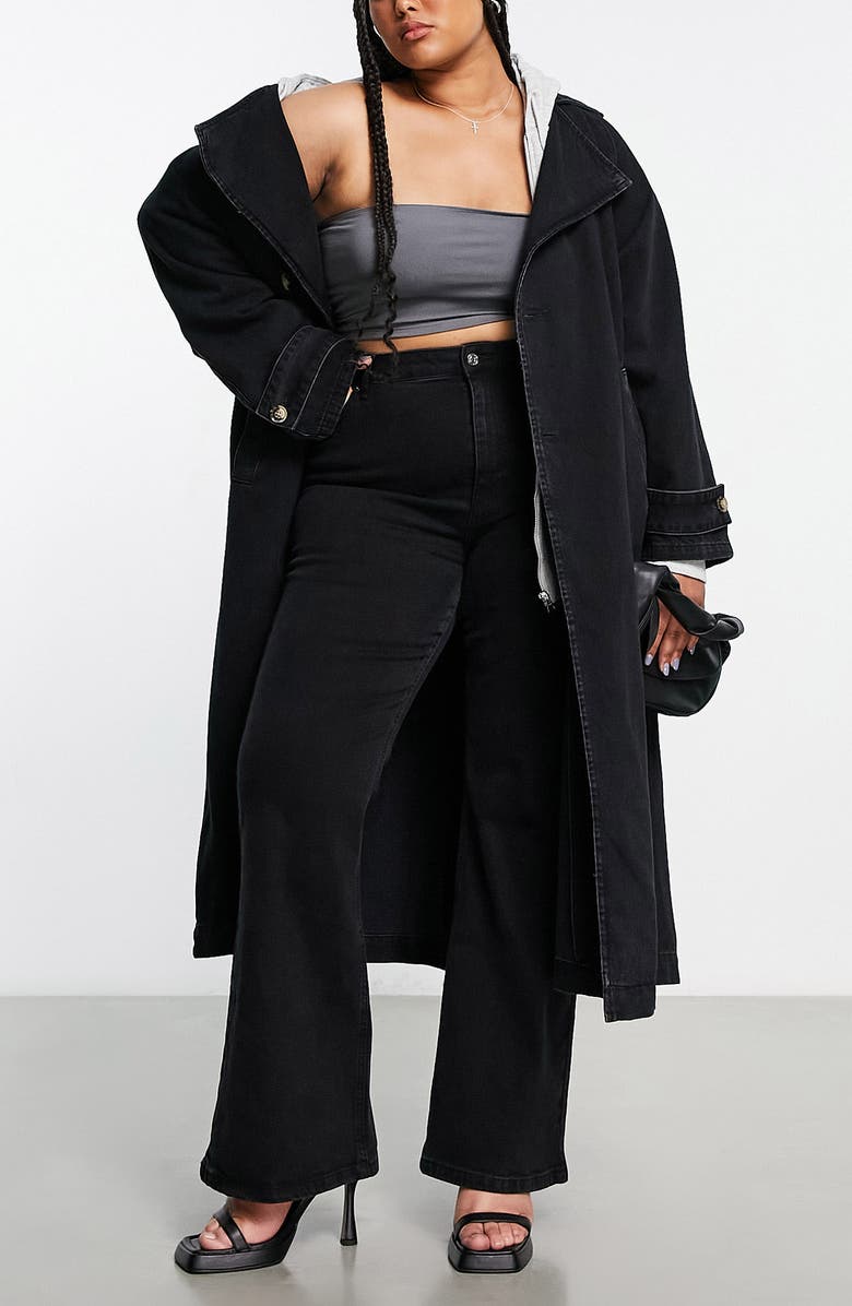 ASOS DESIGN Curve Cotton Denim Trench Coat, Main, color,