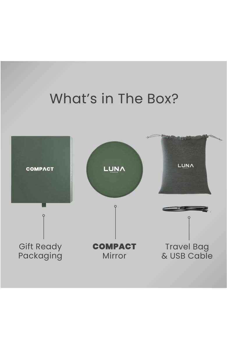 LUNA London COMPACT Mirror in Various Colors, Alternate, color, Forest Green