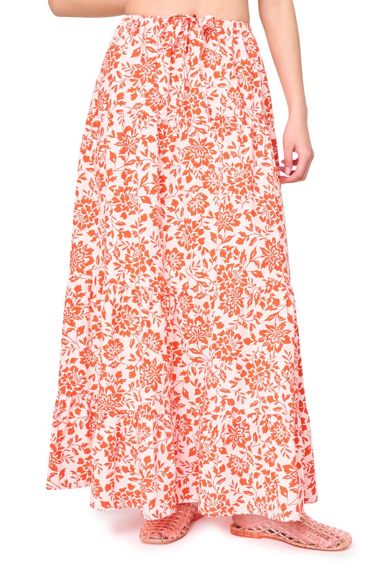Floral Stretch Cotton Poplin Maxi Skirt, Main, color, BLOSSOM HAZE