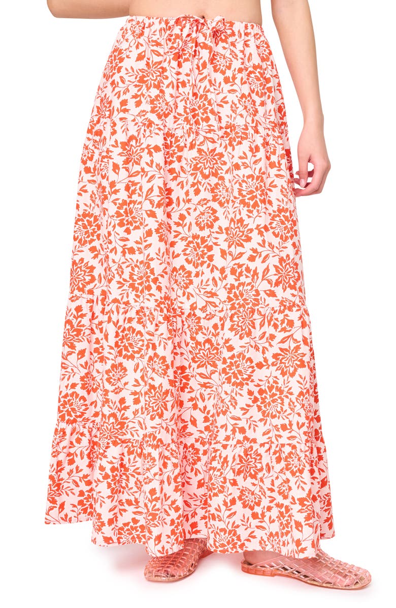 GIBSONLOOK Floral Stretch Cotton Poplin Maxi Skirt, Main, color, Blossom Haze