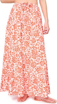 GIBSONLOOK Floral Stretch Cotton Poplin Maxi Skirt
