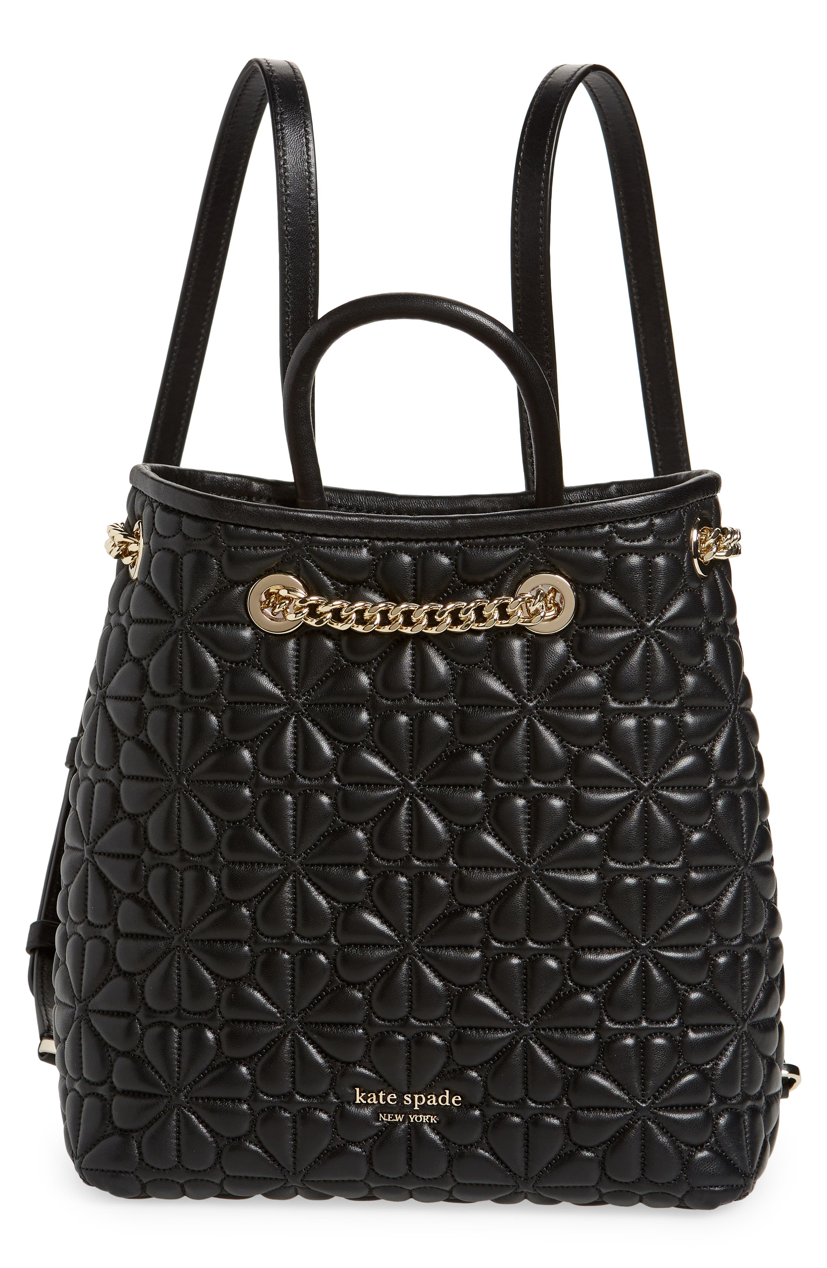 Kate Spade New York bloom medium quilted leather backpack, Main, color, 