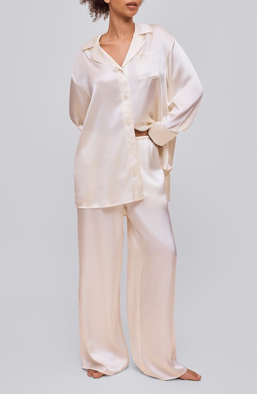 Papinelle Audrey Mulberry Silk Wide Leg Drawstring Pants In Neutral
