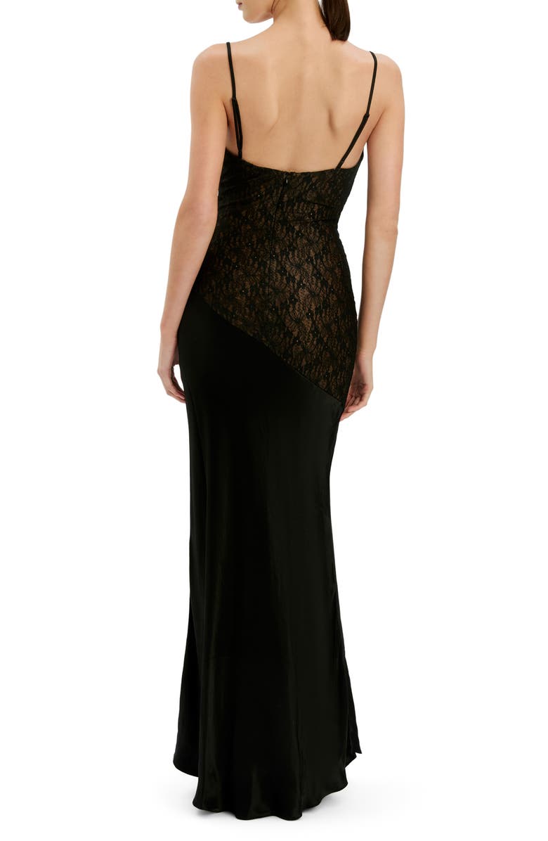 Bardot Aralia Lace Satin Dress, Alternate, color, Black