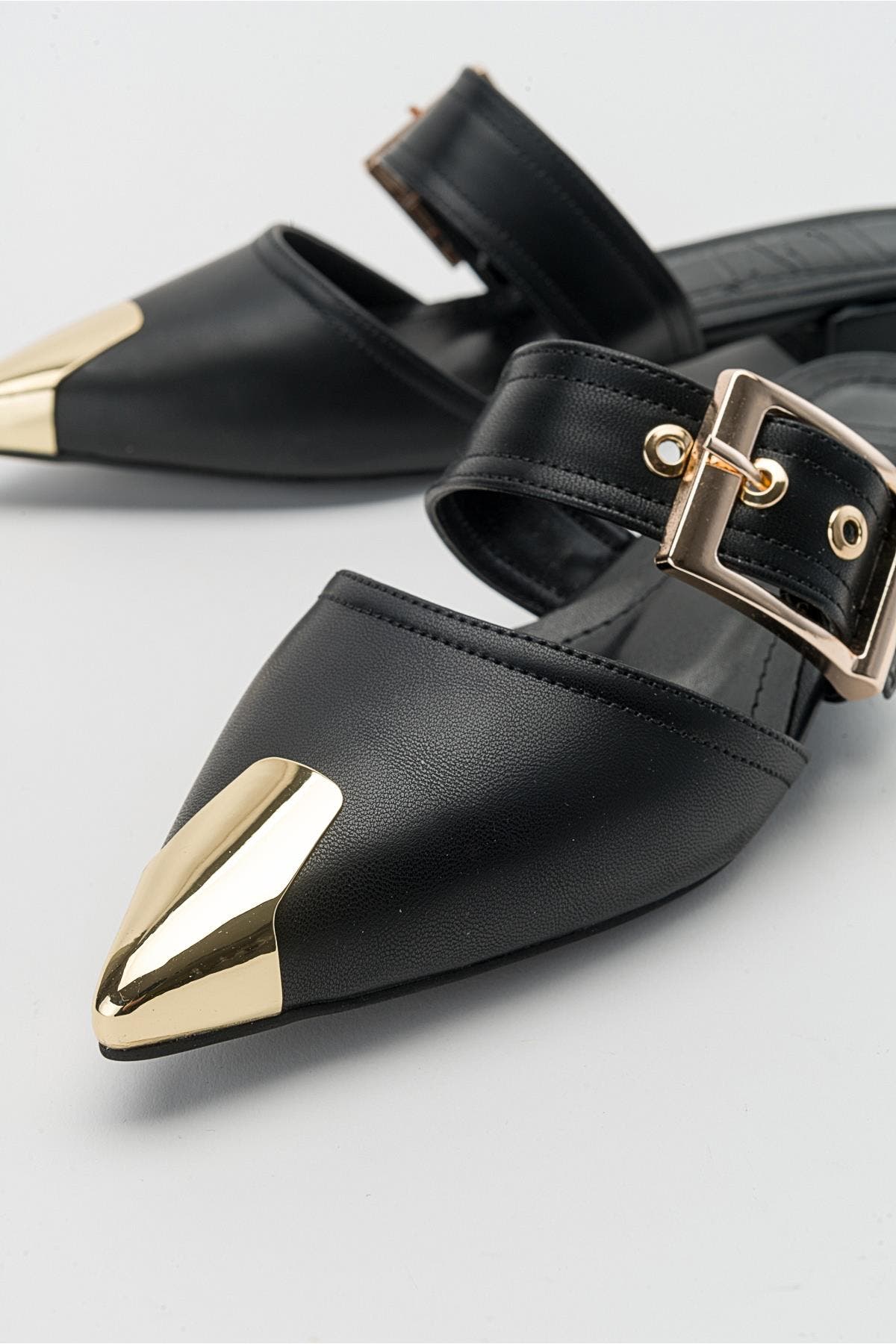 Prologue Shoes Jenni Buckled Slide, Alternate, color, Black Faux Leather