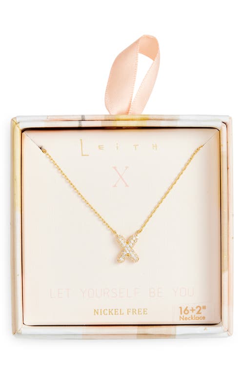 Leith Cubic Zirconia Initial Pendant Necklace In X- Clear- Gold